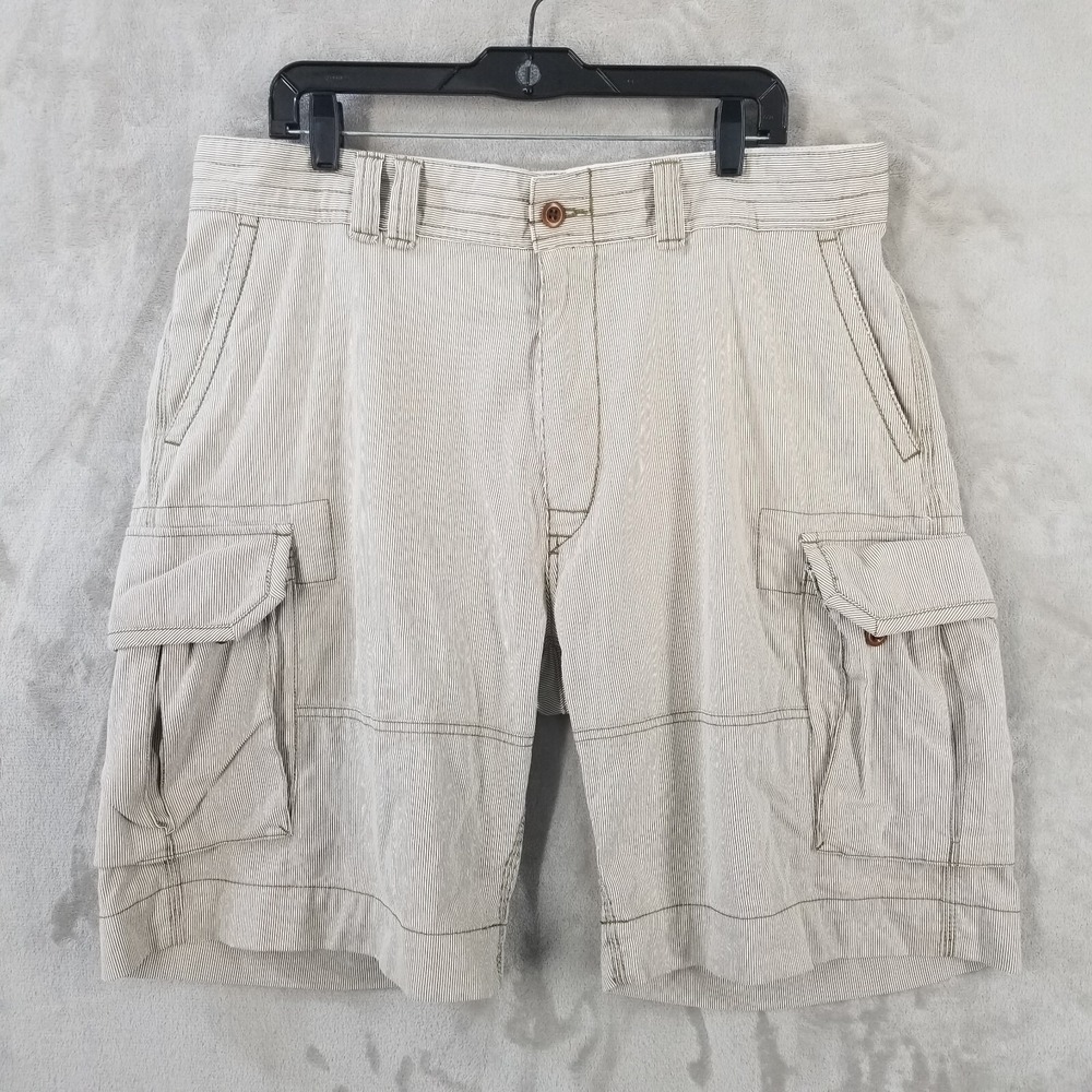 Vintage Polo Ralph Lauren Cargo Shorts Men 38 Brown Micro Stripe Cotton Classic
